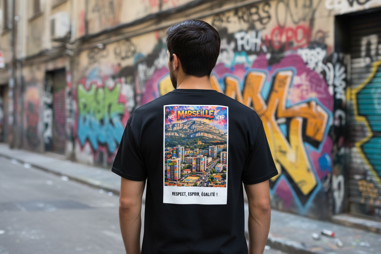 De dos avec mon tee-shirt 